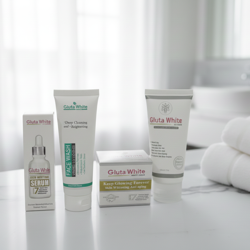 Gluta White 4 In 1 Skincare Products Face Wash Serum And Night Cream Providing Hydrating Care